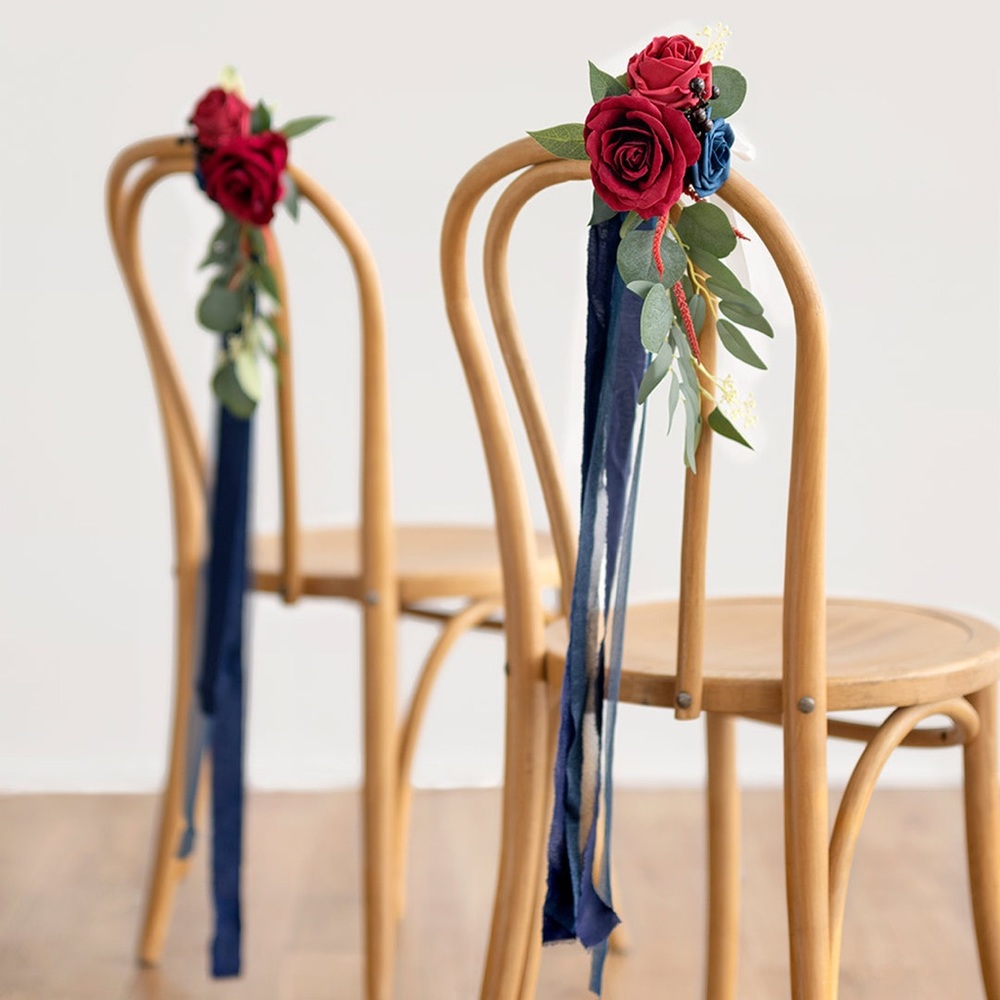 Aisle & Chair Decor in Burgundy & Navy set of 8